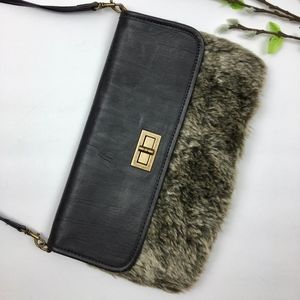 NEW Apt. 9 Faux Fur Vegan Leather Shoulder Bag